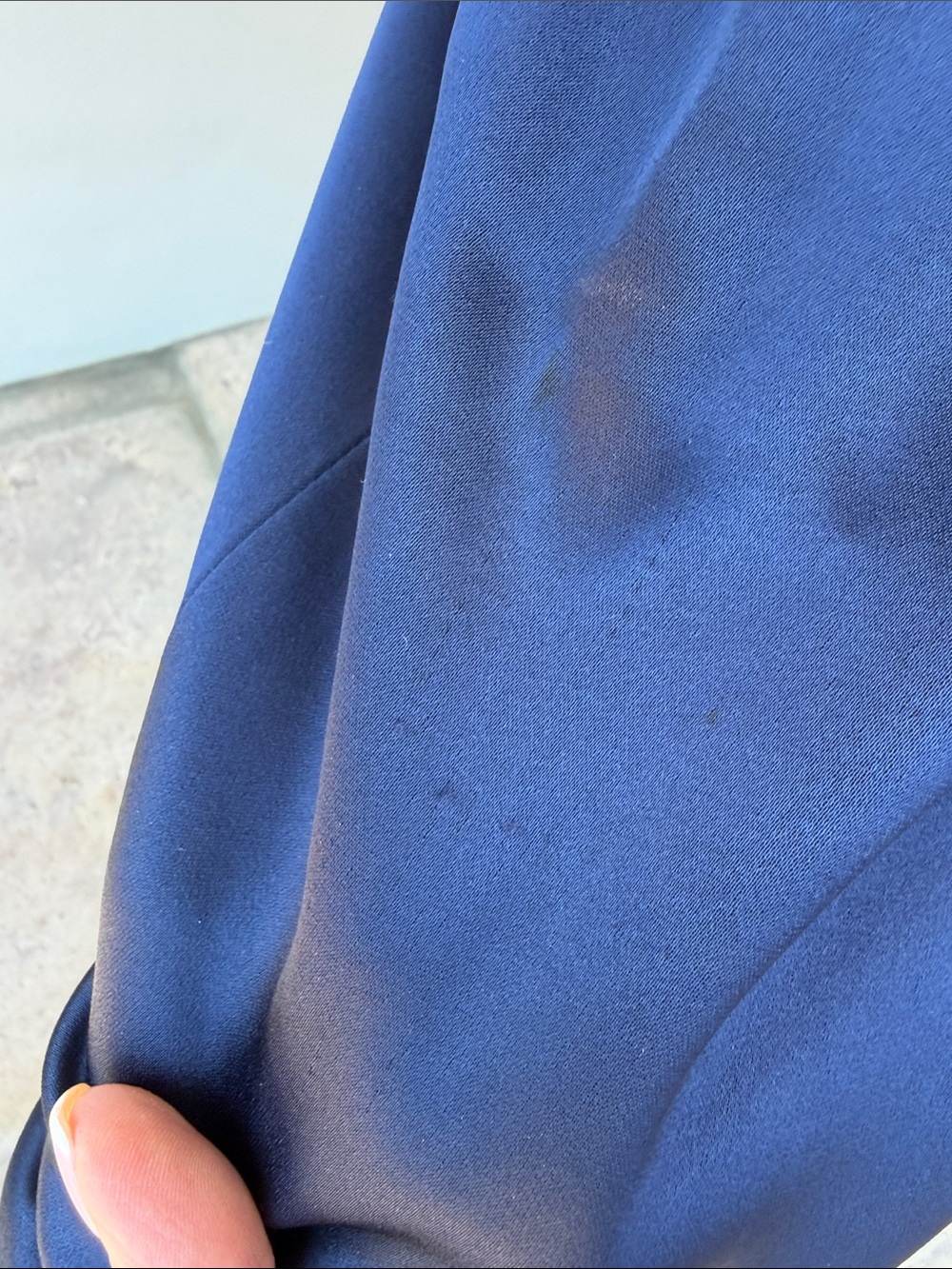ST JOHN Navy Blue Cold-Shoulder Draped Cross-Over Satin Cocktail Dress Size 10 - Picture 4 of 10
